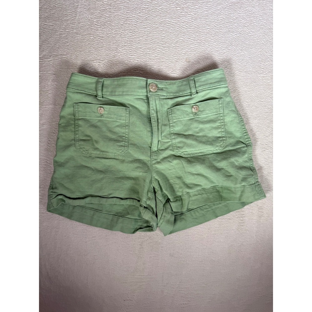 LOFT The Palmer Short Utility Cotton Stretch Cuffed Sage Green Size 6 Womens